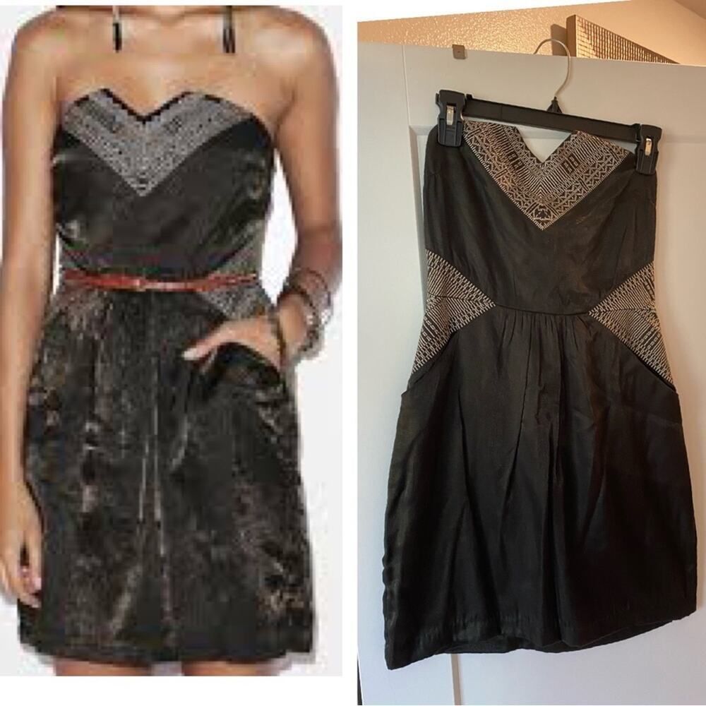 Urban Outfitters | Ecote Metallic Black Strapless Dress | NWT | Size Medium - Picture 3 of 10